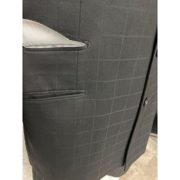 Steve Harvey Men Black Extra Fine Merino Wool Jacket Size 44R - Picture 6 of 14